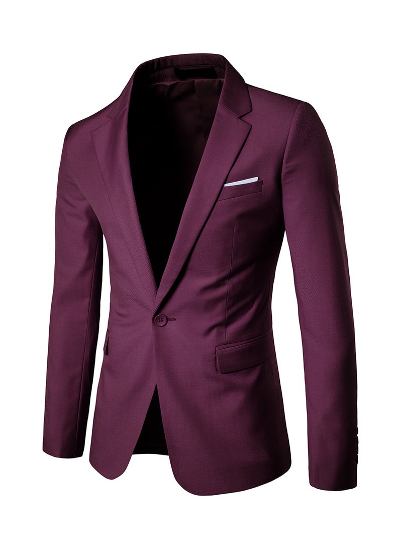 One Button Casual Blazer Purple  - Image 1