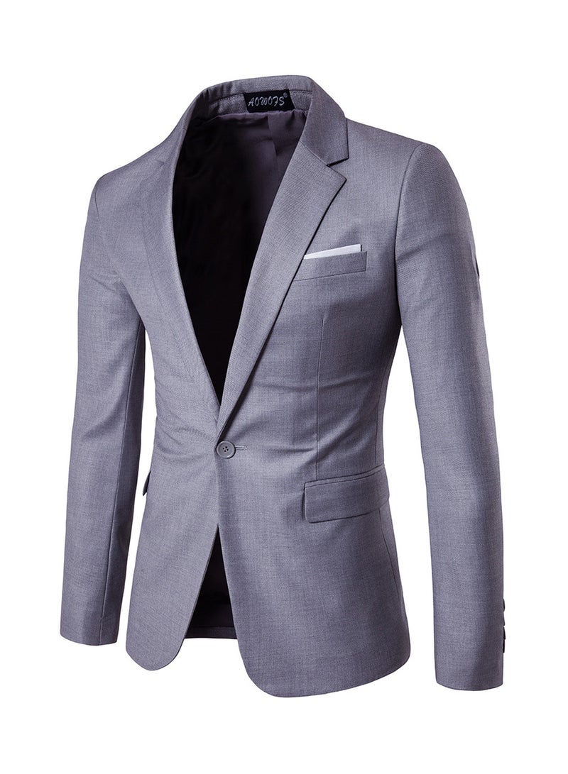 One Button Casual Blazer Grey  - Image 1