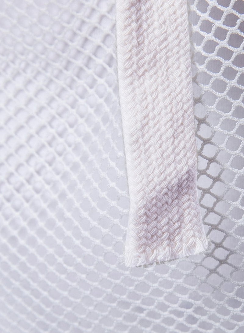 Hooded Sleeveless Mesh Fabric T-Shirt White  - Image 3