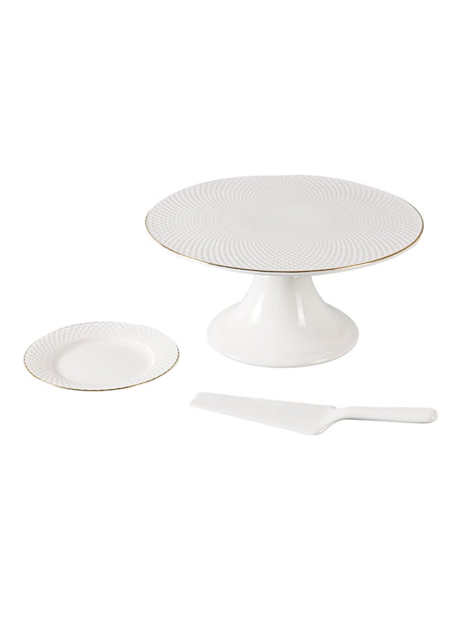 8-Piece Porcelain Cake Stand Set White/Gold 28 X 28 X 14cm - v1534843697/N16507289A_1