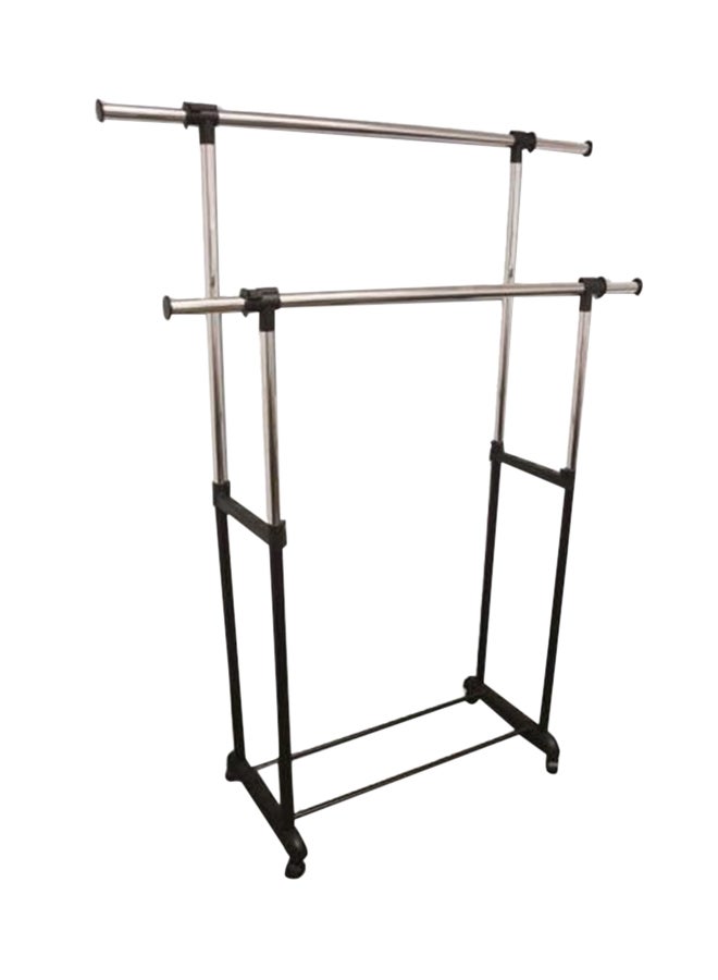 Moveable Double Bar Cloth Hanging Stand Black/Silver 55x17.25x62.75inch 