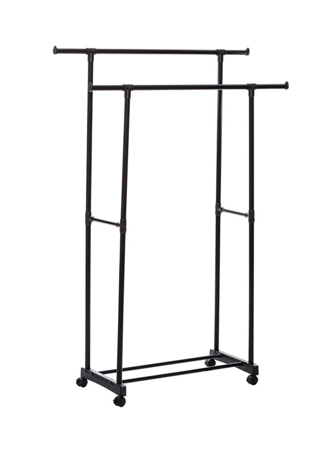 حامل مزدوج متحرك لتعليق الملابس أسود 33x16.9x 65بوصة