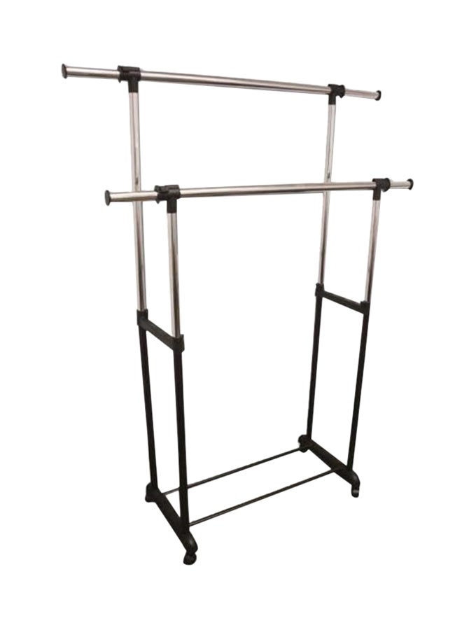 2-Pole Garment Laundry Rack Stand Silver/Black 