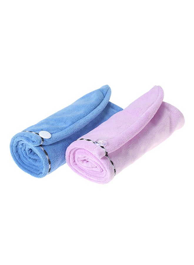 Htovila Pack of 2 Hair Towel Set Blue/Pink  - Image 2
