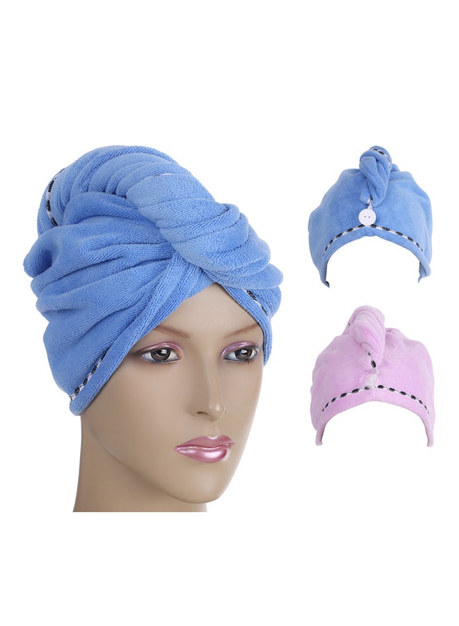 Htovila Pack of 2 Hair Towel Set Blue/Pink  - Image 3