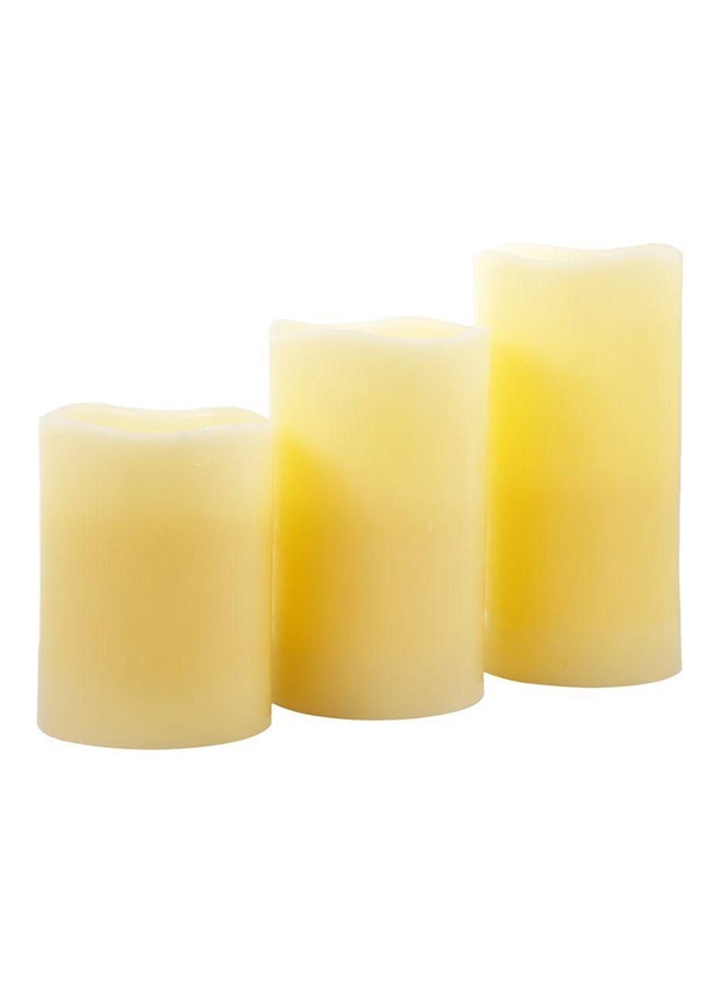 3-Piece LED Wax Pillars With Remote Yellow