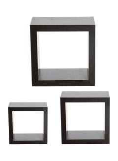 WT 3-Piece Square Shaped Shelf Set Dark Oak 