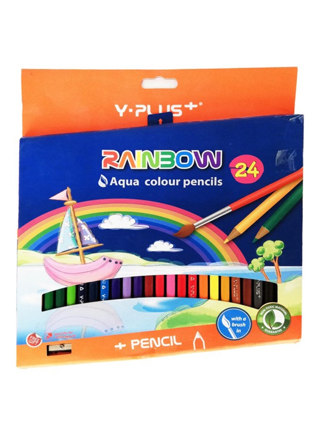 Y-Plus 24-Piece Aqua Coloured Pencil Set Multicolour - Image 1