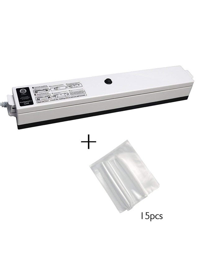 Everrich Vacuum Sealer Machine With 15 Piece Pouch Black/White 700grams  - Image 1