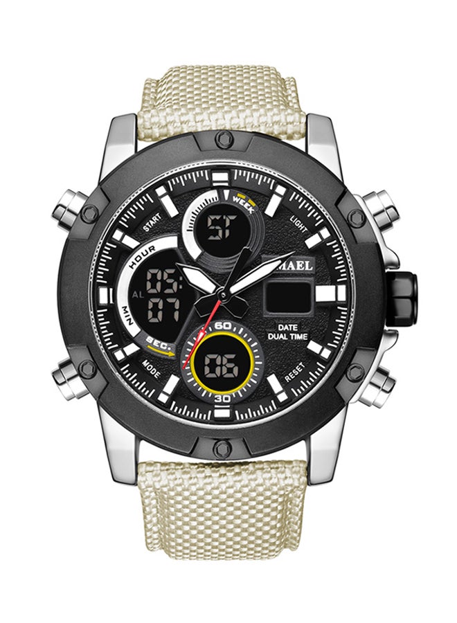 SMAEL unisex Water Resistant Leather Analog+Digital Watch 1325