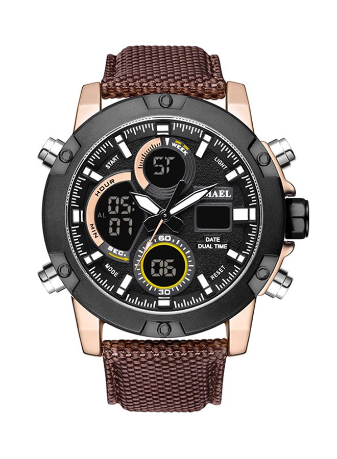 SMAEL Water Resistant PU Leather Analog+Digital Watch 1325 Best