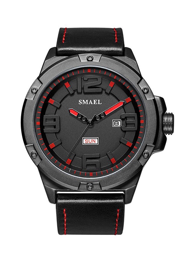 سميل ساعة يد بعقارب وسوار من الجلد مقاومة للماء طراز 1513