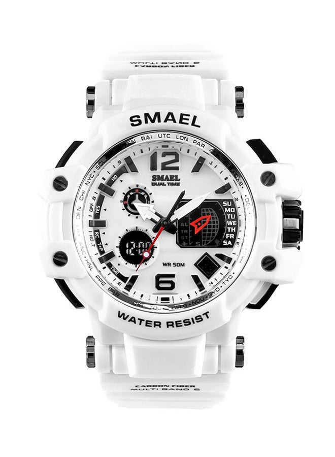 سميل ساعة يد رقمية + بعقارب مضادة للماء وبسوار مطاطي طراز Ws1509 unisex 