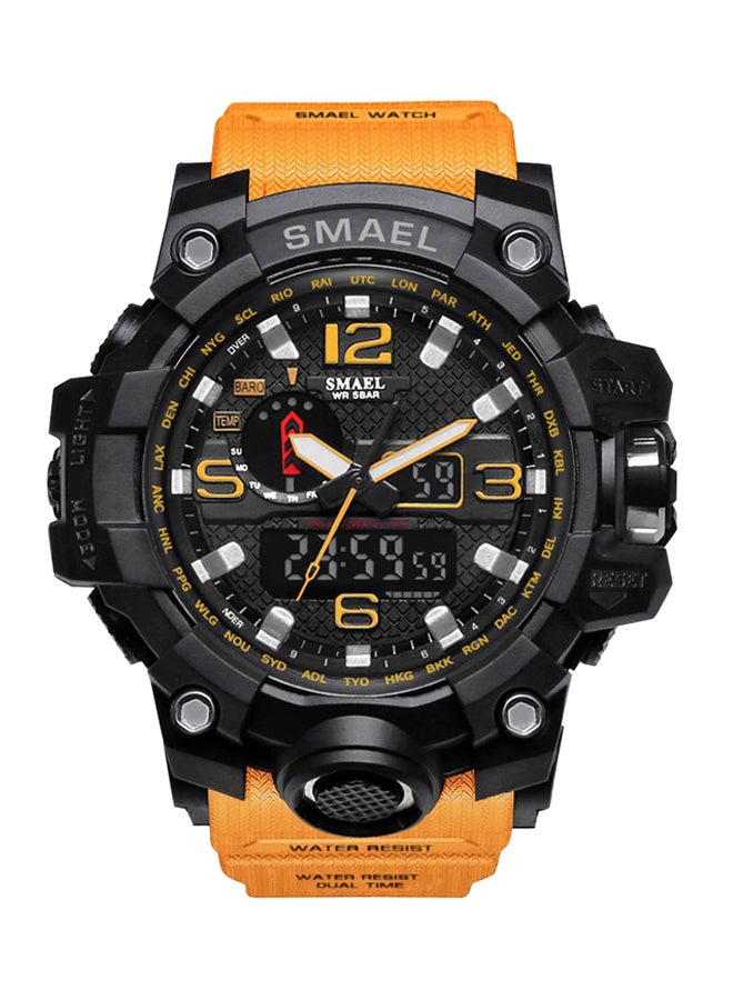 سميل ساعة يد رقمية وبعقارب وسوار من البلاستيك مقاومة للماء طراز 1545 unisex