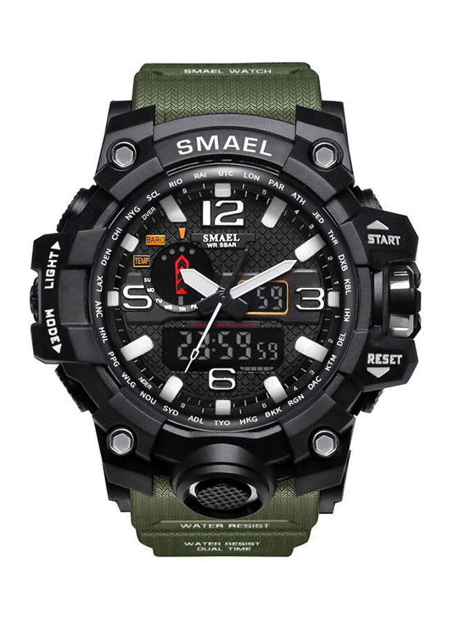 ساعة يد رقمية وبعقارب وسوار من البلاستيك مقاومة للماء طراز 1545 unisex