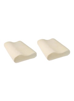 2-Piece Memory Foam Pillow Set Cream 10x30cm