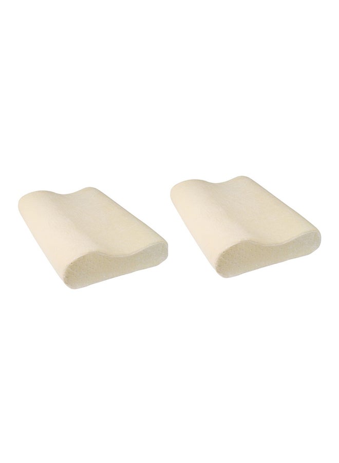 Generic - 2-Piece Memory Foam Pillow Set Cream 10x30cm - Image 1