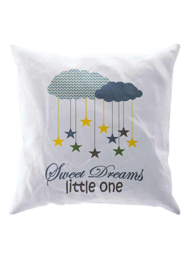 غطاء وسادة مطبوع عليه عبارة "Sweet Dreams Little One" أبيض/أزرق/أصفر 40X40سم