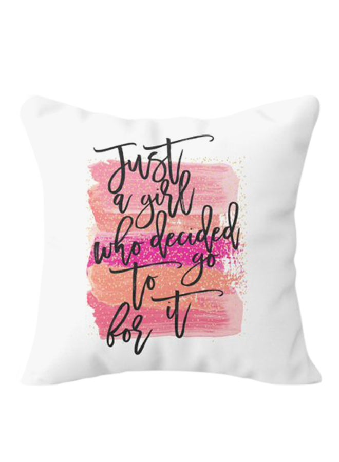 لوحة غطاء وسادة مطبوع بعبارة "Trust A Girl " وردي/أبيض 40X40سم