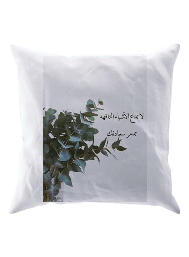 غطاء وسادة مطبوع أبيض 40 x 40سم