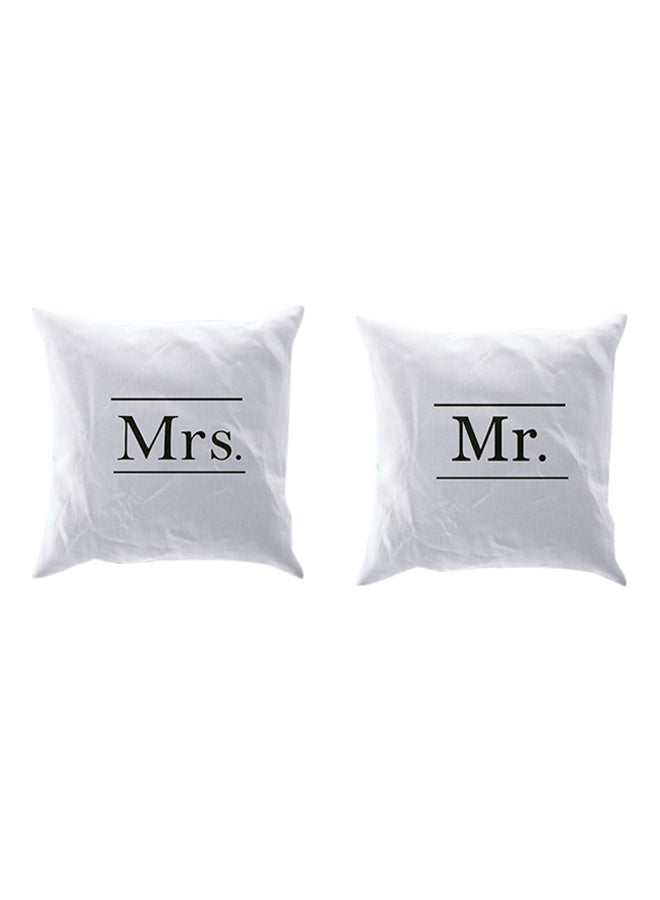 لوحة طقم مكون من غطاء وسادة عدد 2 بنقش كلمتي "مستر ومسيز" أسود/ أبيض 40X40Ø³Ù†ØªÙŠÙ…ØªØ±