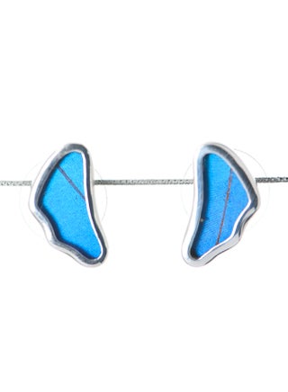 Sterling Silver Wing Shaped Morpho Didius Butterfly Earrings - v1535005437/N16312700A_1