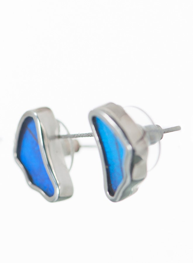 Sterling Silver Wing Shaped Morpho Didius Butterfly Earrings
