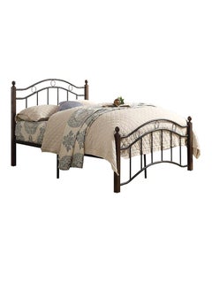 Galaxy Design Steel Bed With Medicated Mattress Mahogany 190x15x180centimeter 