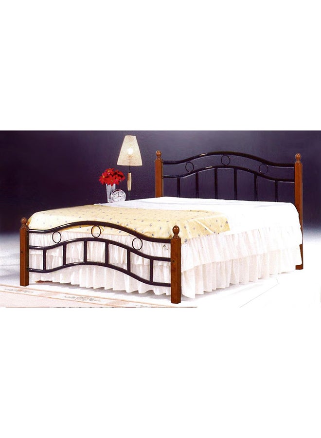 Galaxy Design Wooden Steel Double Bed Brown 190x20x120cm 