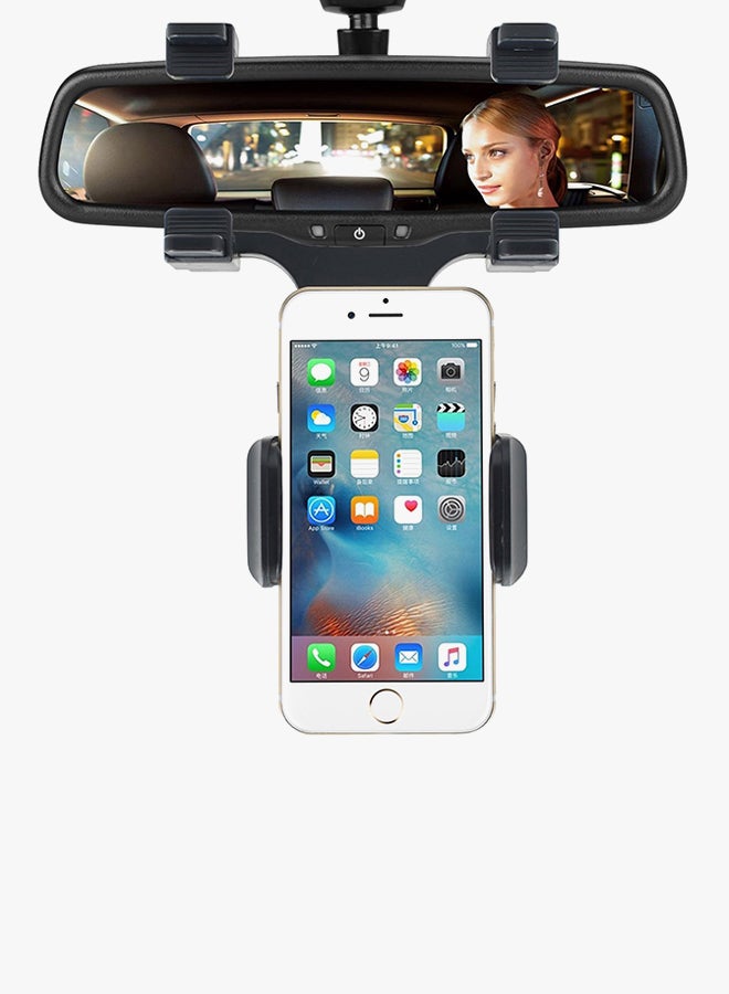 Car Rear-View Mirror Phone Mount Black - Image 3