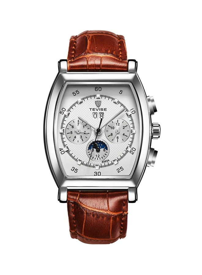 Tevise Men's Leather Chronograph Watch B07DMZXM9H-1 - 40 mm - Brown