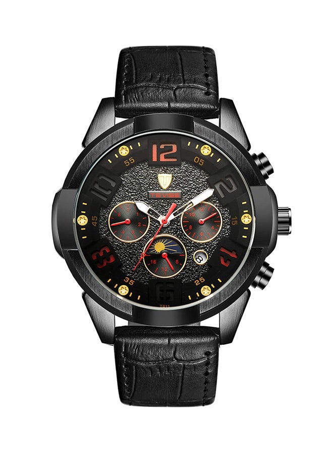 Tevise men Leather Chronograph Watch B074V19364372 - 40 mm - Black - Image 1