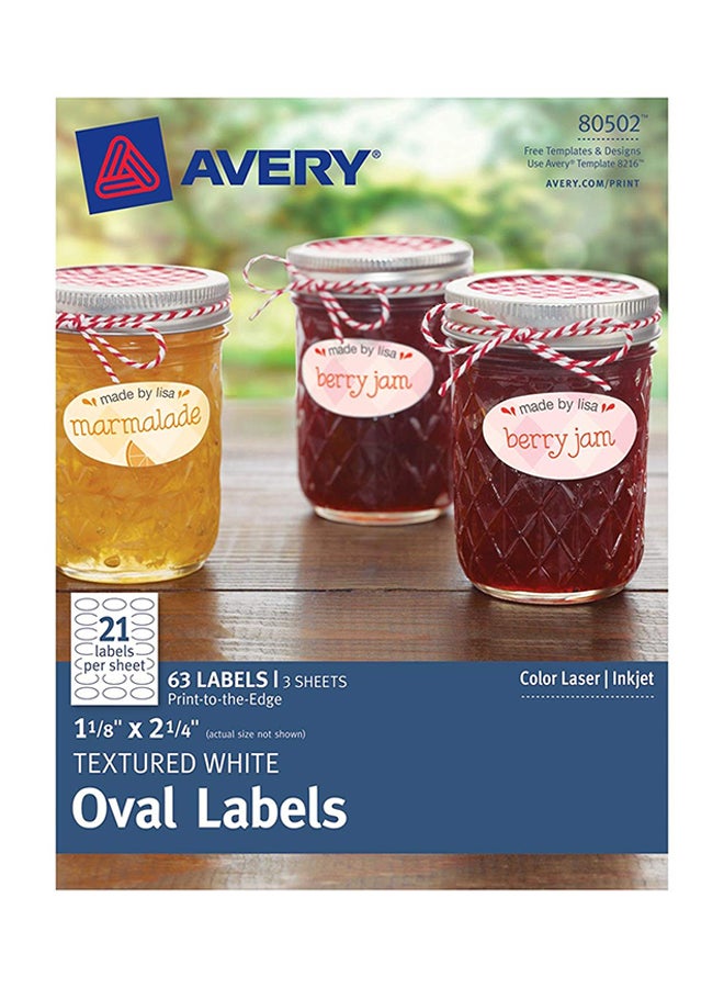 AVERY 63-Piece Permanent Adhesive Oval Label Set White - Image 1