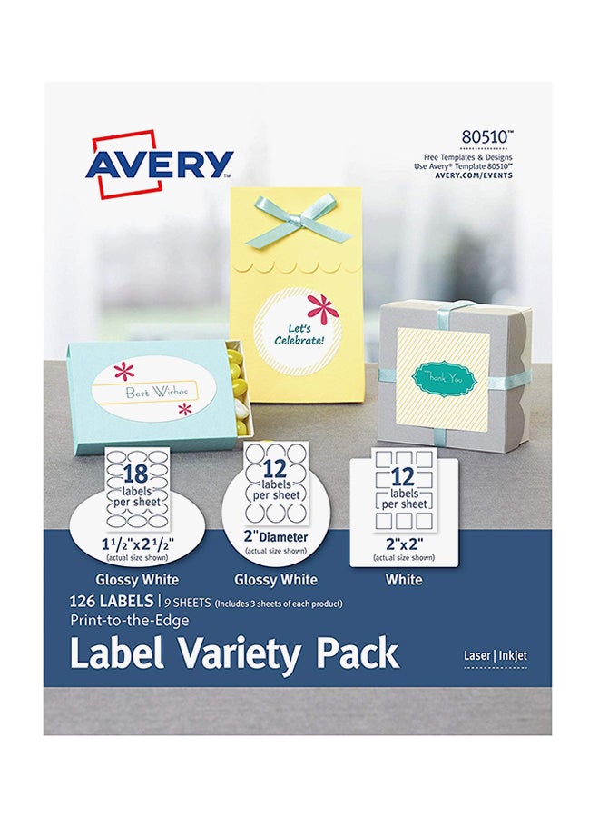 AVERY 126-Piece Print To The Edge Variety Label Multicolour - Image 1