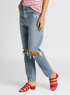 FOREVER 21 High-Rise Cutout Jeans Blue  - Image 1