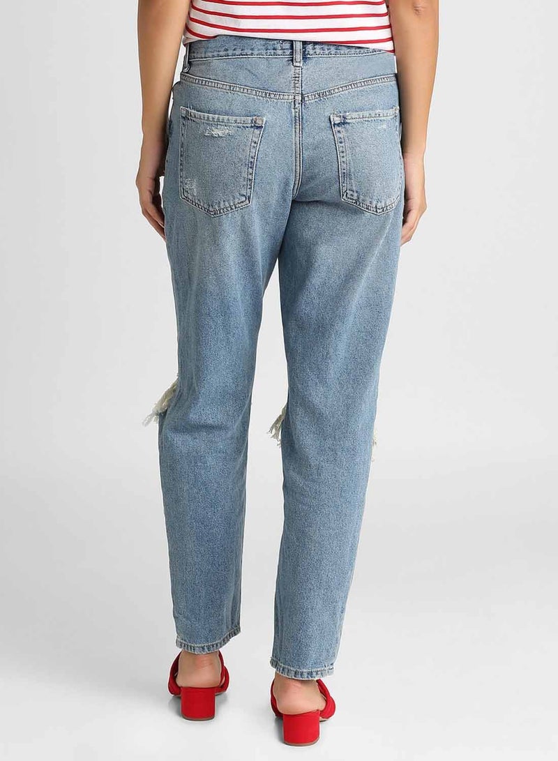 FOREVER 21 - High-Rise Cutout Jeans Blue - Image 1