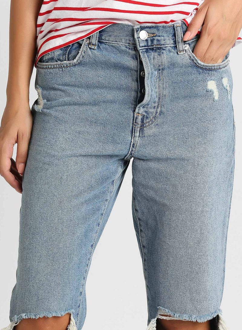 FOREVER 21 - High-Rise Cutout Jeans Blue - Image 1