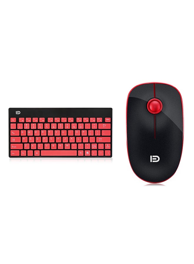 FUDE Wireless Optical Keyboard With Mouse - English Red/Black - Image 1