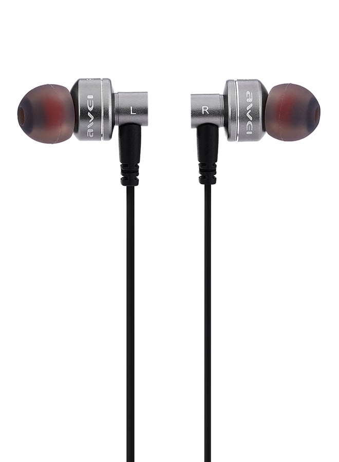 Awei Stereo In-Ear Earphone With Microphone Silver/Black - Image 1
