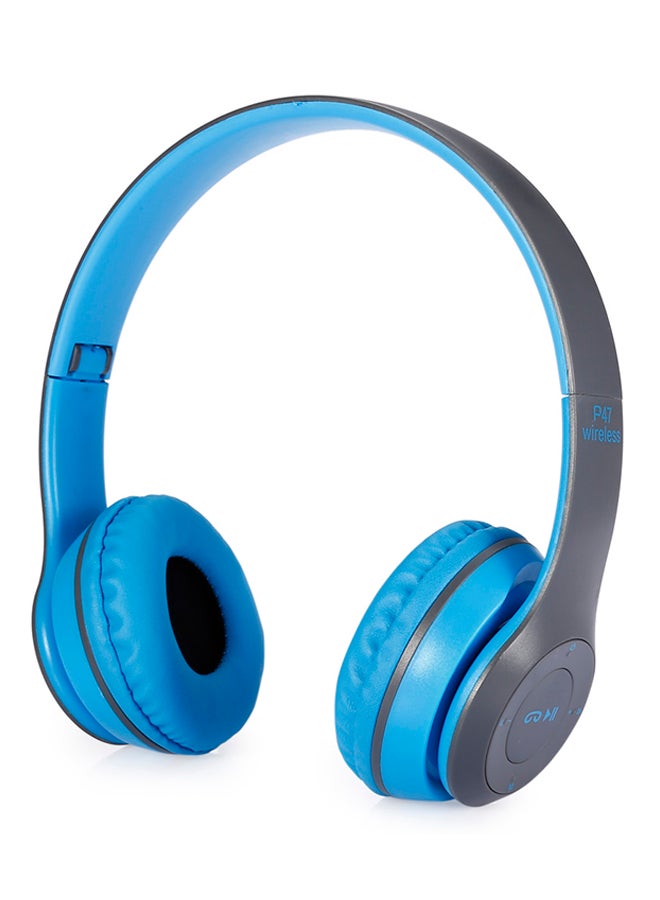 سماعة رأس لاسلكية بخاصية البلوتوث قابلة للطي بتصميم يغطي الأذن أسود/أزرق - Image 1