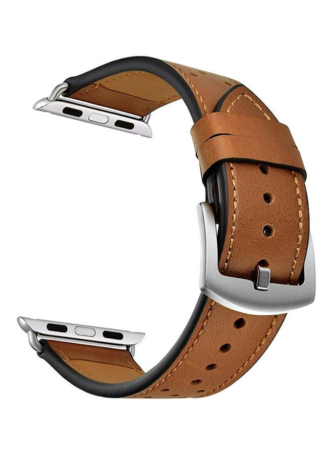 سوار من الجلد لساعة أبل الذكية مقاس 38 مم بني