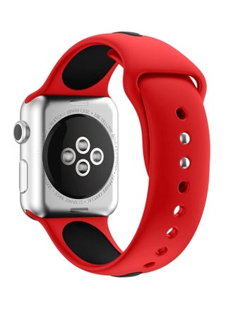 Silicone Strap For Apple Watch Series 1/ Series 2/ Series 3/Nike + 42 mm Black/Red - v1535119002/N16607563A_1