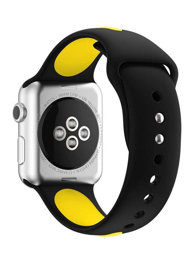 Generic - Replacement Silicone Strap With Buckle Closure For Apple Watch Series 1/ Series 2/ Series 3/Nike + 42mm Yellow/Black - Image 1