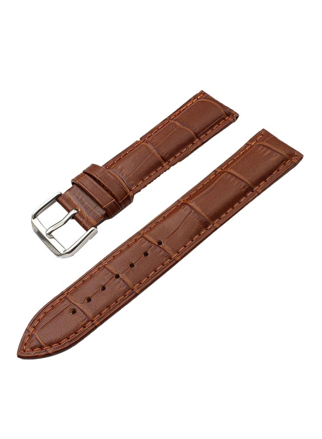 سوار من الجلد مقاس 18 ملم بني