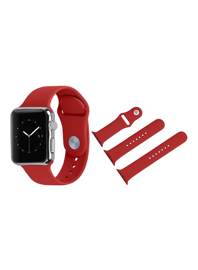 Replacement Rubber Band With Buckle Closure For Apple Watch 38mm Red