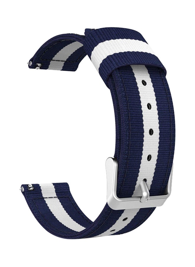 Replacement Fabric Band With Buckle Closure For Samsung Gear S3 Frontier/S3 Classic/Moto 360 2nd Gen 46mm Blue/White