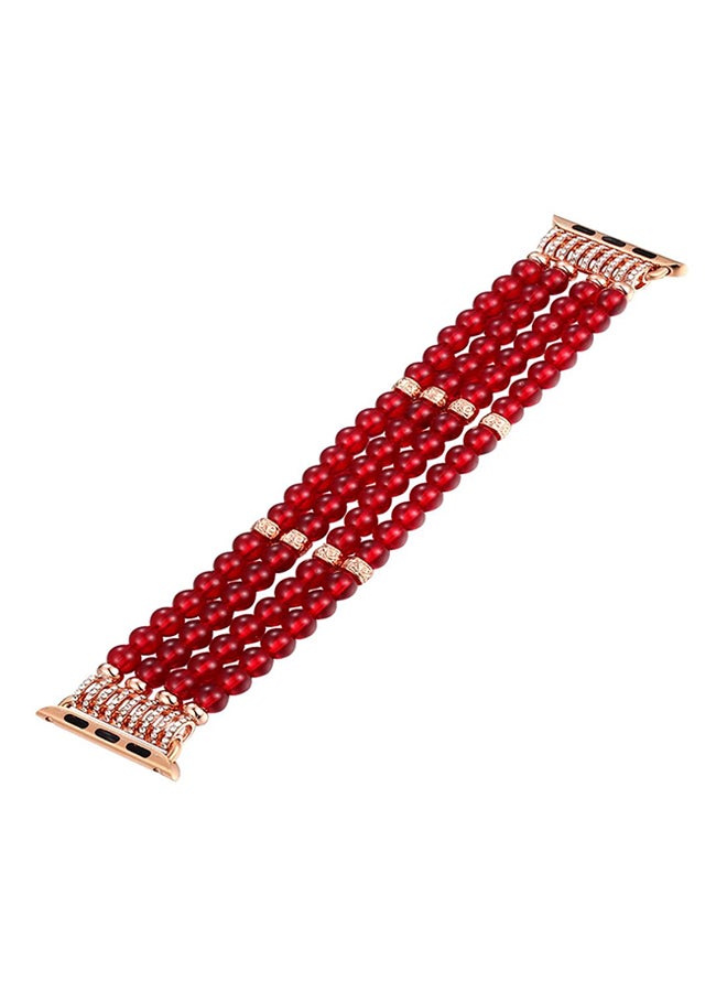 Beads Strectchable Strap For Apple Watch 42mm Red/Gold