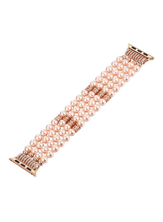 Beads Strectchable Strap For Apple Watch 42mm Rose Gold