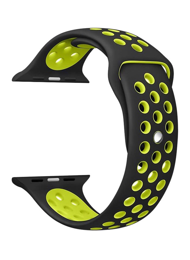 Generic - Siicone Strap For Apple Watch Nike + 42 mm Black/Yellow - Image 1