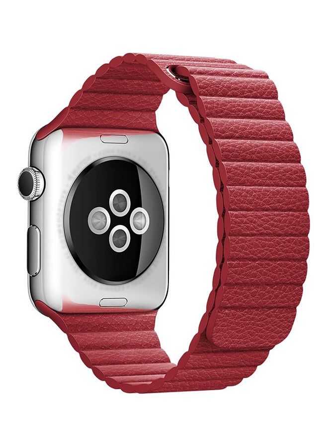 Generic - Leather Band For Apple Watch 42 mm Red - Image 1
